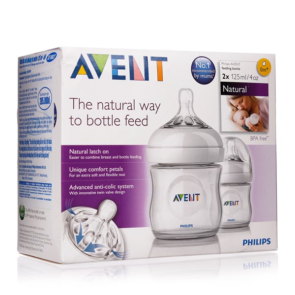 Combo 2 bình sữa philips Avent 125ml(Núm số 1)- 260ml (Núm số 2)