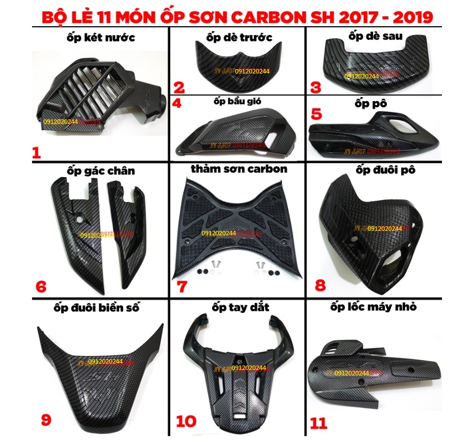 COMBO 11 MÓN CARBON CHO SH 2017 2018 2019 (TẶNG BỌC SILICON SMK)