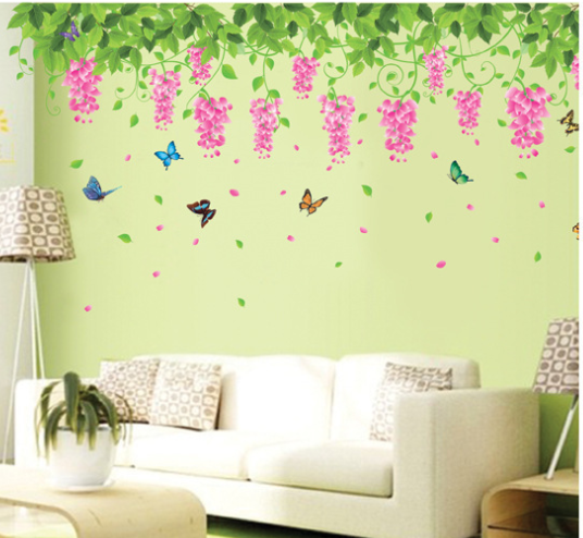 Dcal dán tường mẫu: Chân tường hoa cỏ