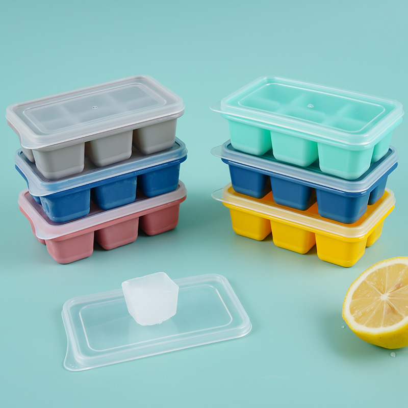 Combo 5 khay đá 6 ô silicone có nắp đậy