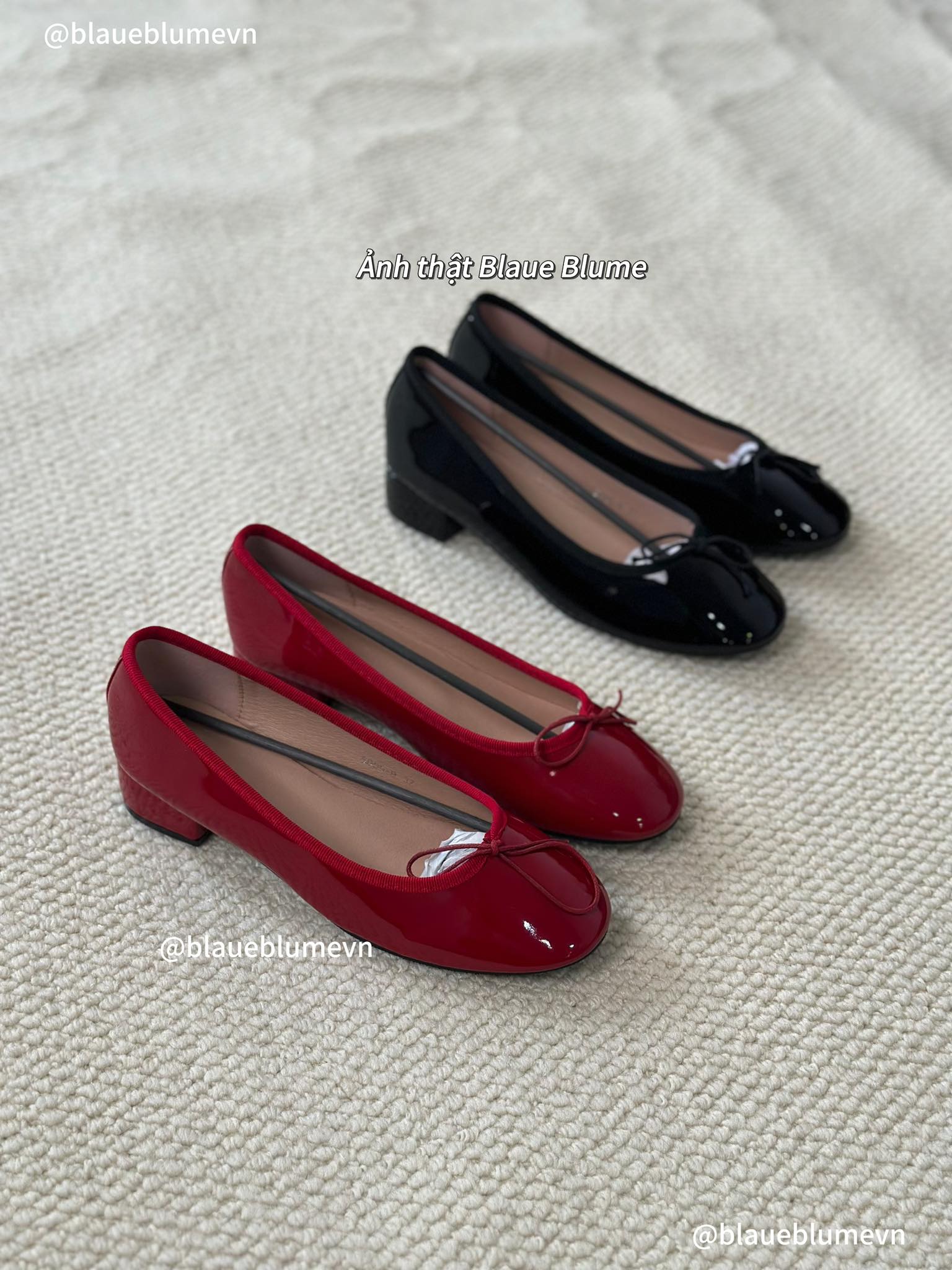 𝐁𝐥𝐚𝐮𝐞𝐁𝐥𝐮𝐦𝐞🦋 [form nhỏ tăng 1 size] 🍒 Cherry Ballet Pump gót 2.5cm🍒 Giày Ly Phạm có gót