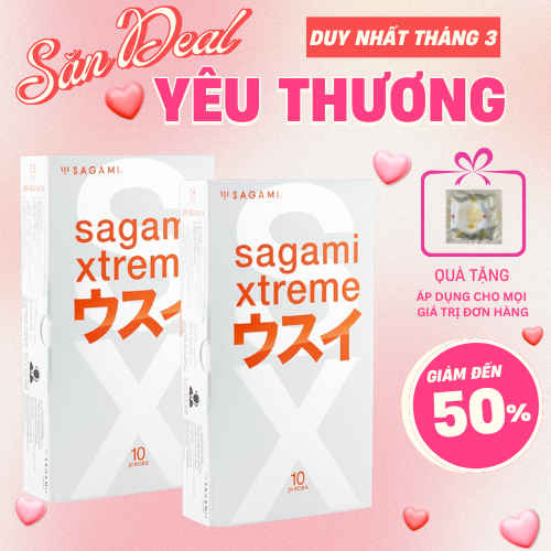 Bộ 2 hộp Bao cao su Siêu mỏng Cao cấp Sagami Xtreme Super Thin 10 bao