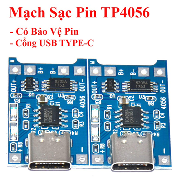 (2 cái) Mạch Sạc Pin TP4056 cổng USB micro B / Type C (Có / Không IC bảo Vệ )