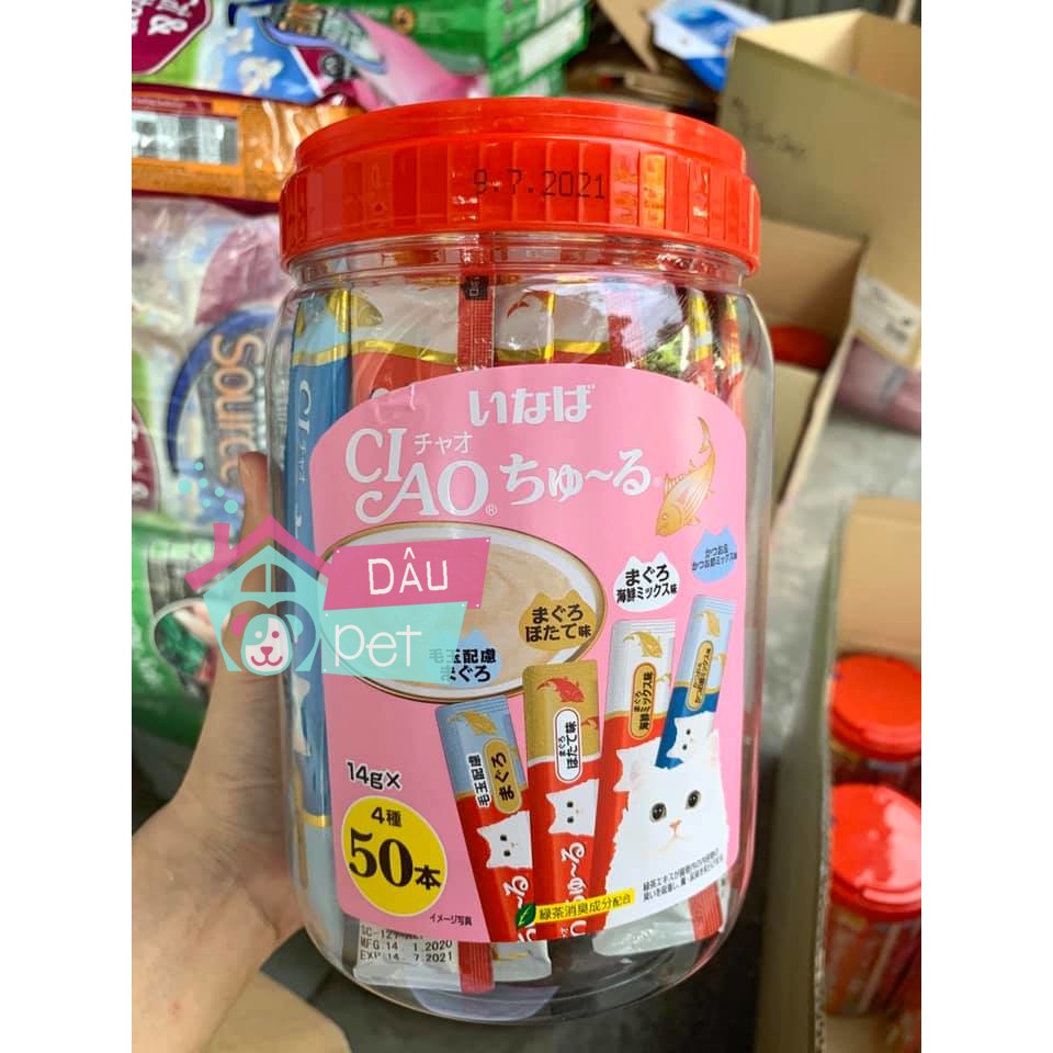 Súp thưởng ciao churu hũ 50 thanh mix vị cho mèo