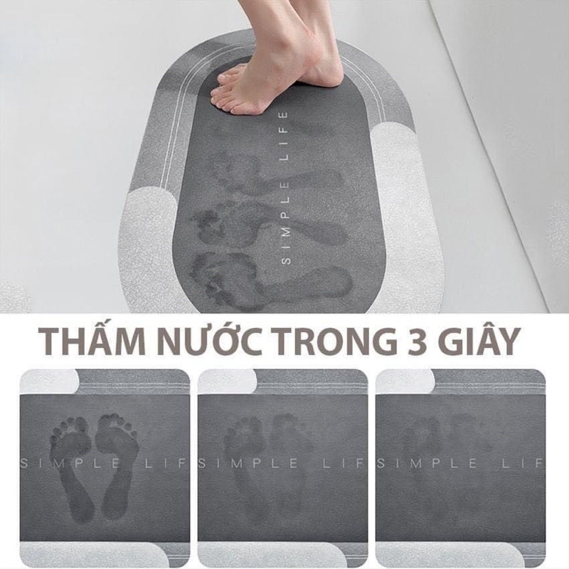 Thảm lau chân silicon thấm nước chống trượt nhà tắm nhà bếp chùi chân hút nước dày đế cao su