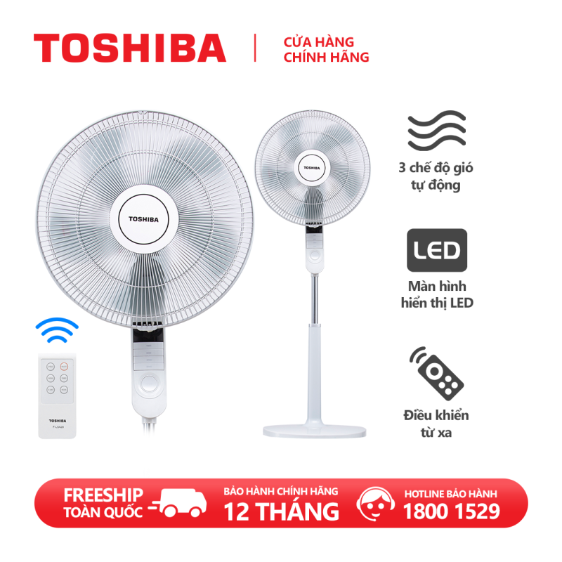 Quạt đứng Toshiba F-LSA20(H)VN 60W - Điều khiển từ xa - 5 cánh - Hẹn giờ tắt/mở - Màn LED hiển thị - Chế độ gió thông minh - Hàng chính hãng, bảo hành 12 tháng, chất lượng Nhật Bản