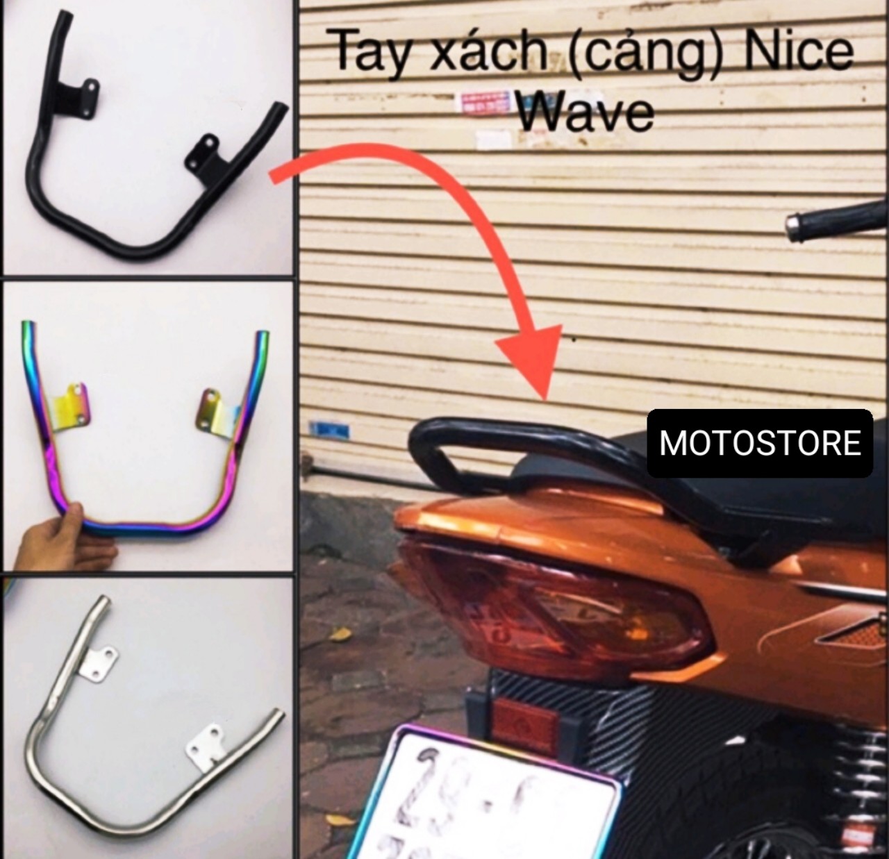Tay xách Wave 2007-2021 , RSX , S110, 50cc (cảng sau 7 màu Nice Wave)