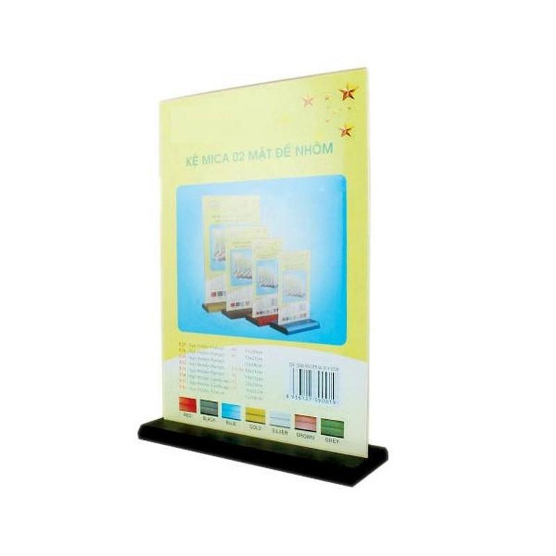 [HCM]Kệ Mica 2 mặt A5 ngang - Đế lùa nhôm - E34 - 210x150mm