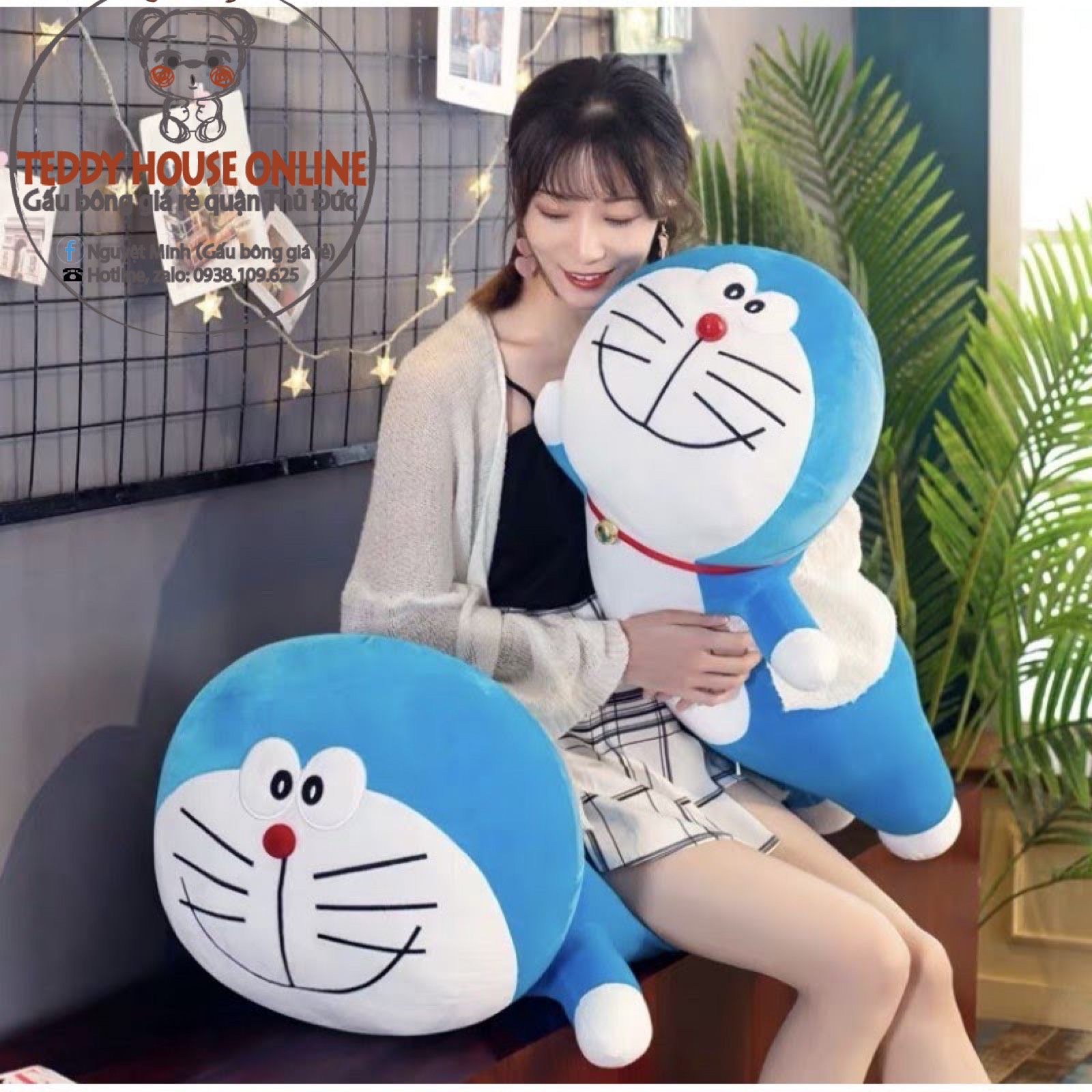 Gấu bông Đô Rê Mon dáng ôm 1m4