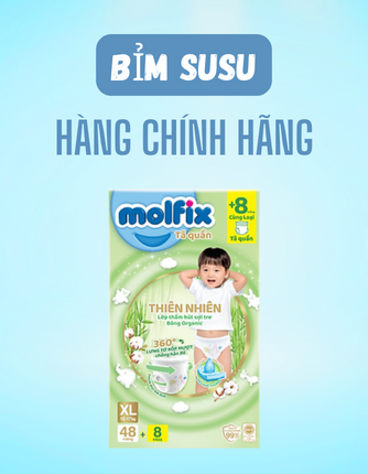 Tã quần Molfix size XL 56 miếng (48+8 miếng, 12-17 Kg)