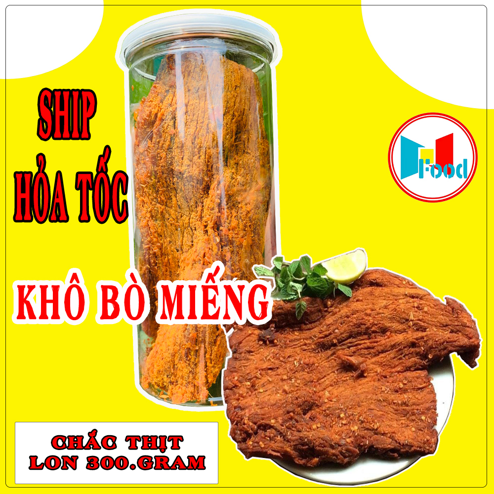 Khô Bò Miếng Mềm Lon pet 300gram Đậm Vị Bò