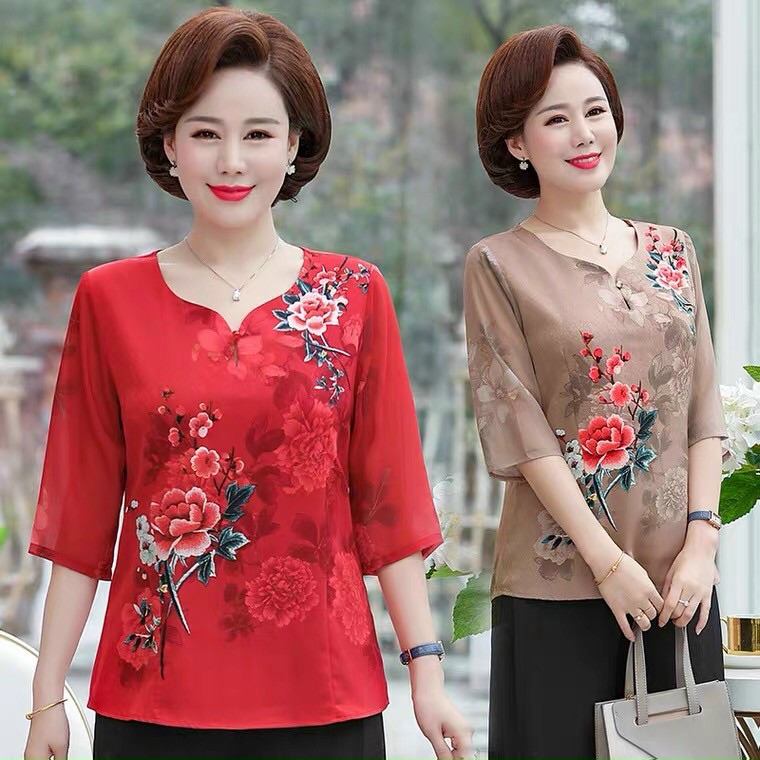 Áo trung niên tay lỡ chất lụa đẹp