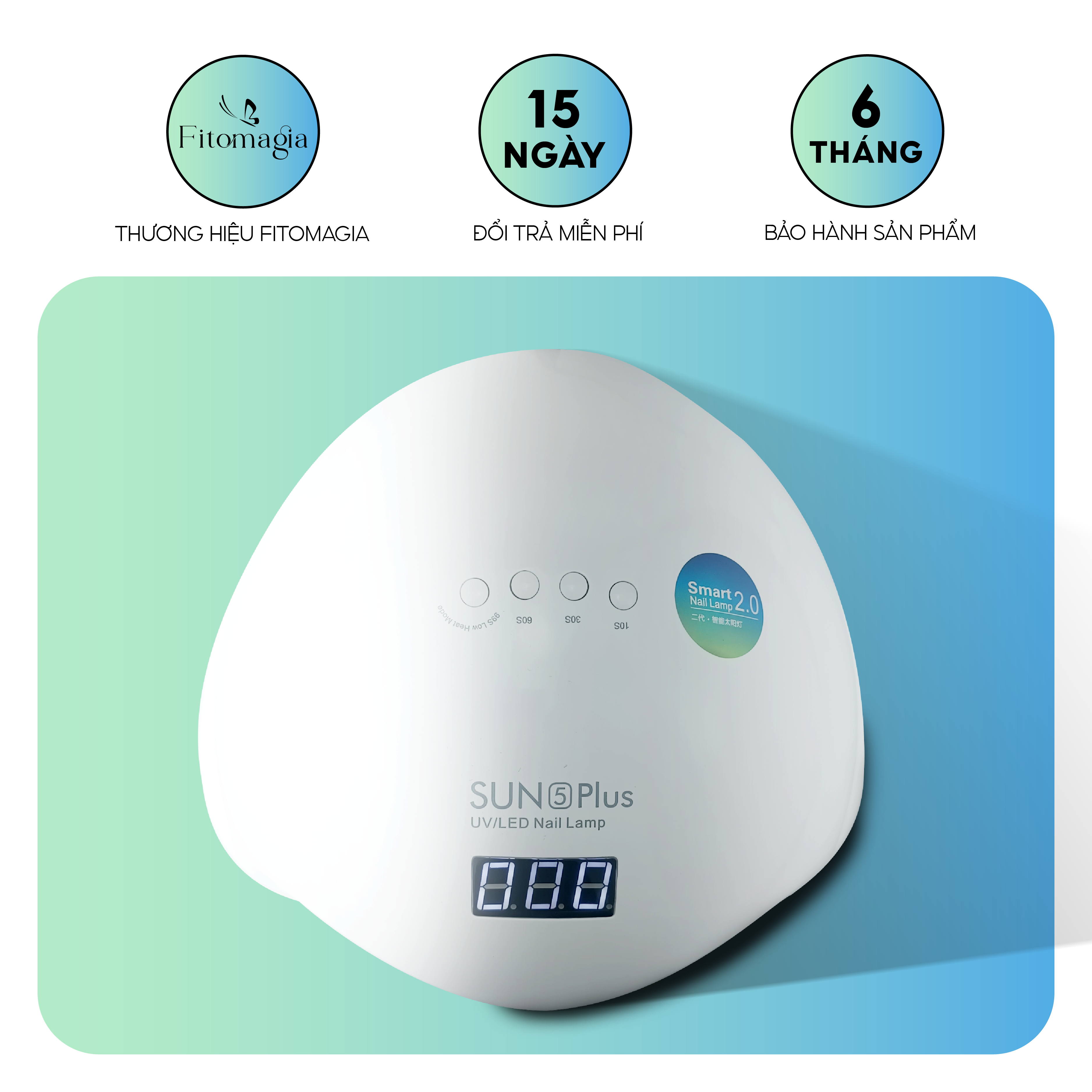 Máy hơ gel sun 5 plus 48w 36 bóng đèn - hàng chính hãng công ty sun uv/led - bảo hành 6 tháng