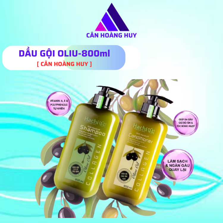Cặp Dầu Gội Xã Oliu HACHI 800ml Dành Cho Tóc Gàu