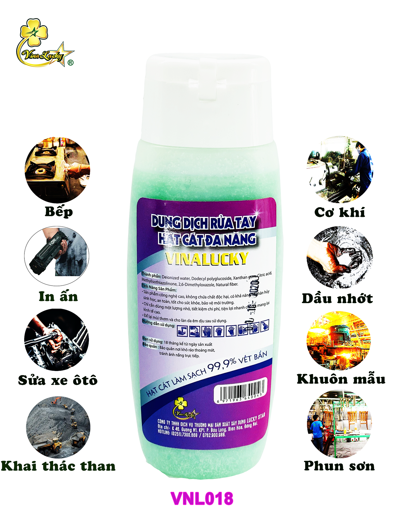 Dung dịch rửa tay hạt cát đa năng VinaLucky 180ml