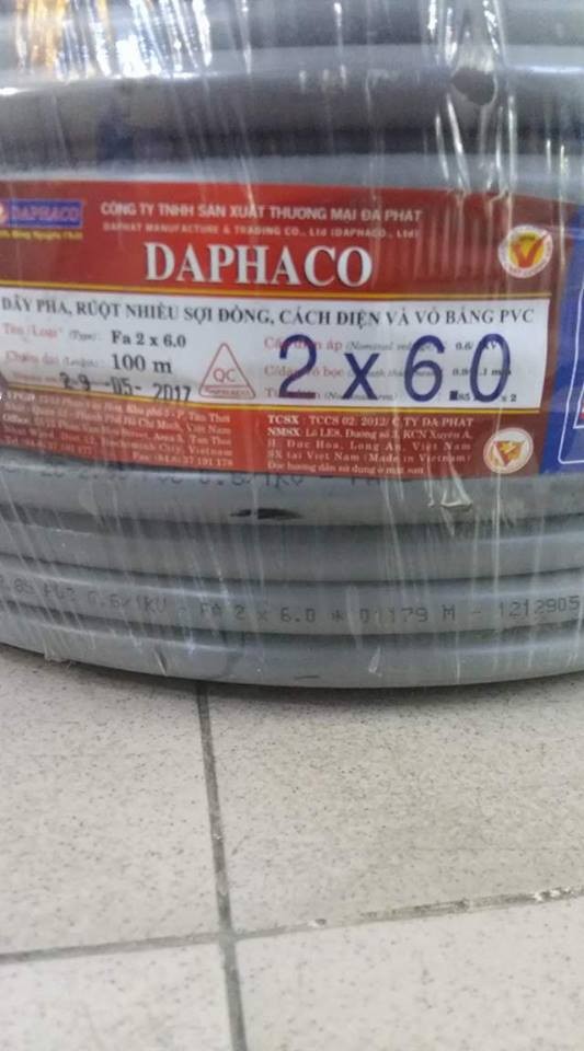 Dây điện đôi xám Daphaco 2 lớp vỏ bọc cứng cáp chịu va đập tốt, dây lõi đồng cao cấp cuộn 100 mét - Hàng chính hãng