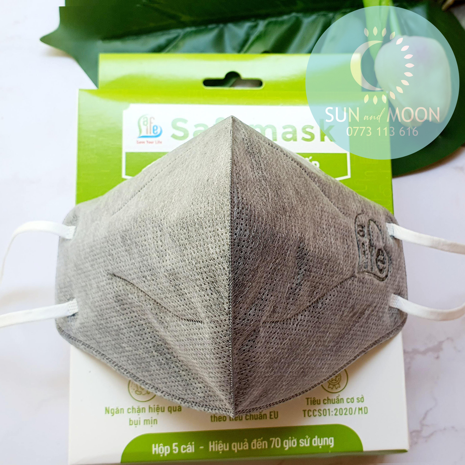 [HCM][SAFELIFE VN] Khẩu Trang 3D Cao Cấp (N96+) CARBON KHÔNG VAN chống Bụi Mịn PM2.5  (Có thể giặt lại) Hộp 10 cái.