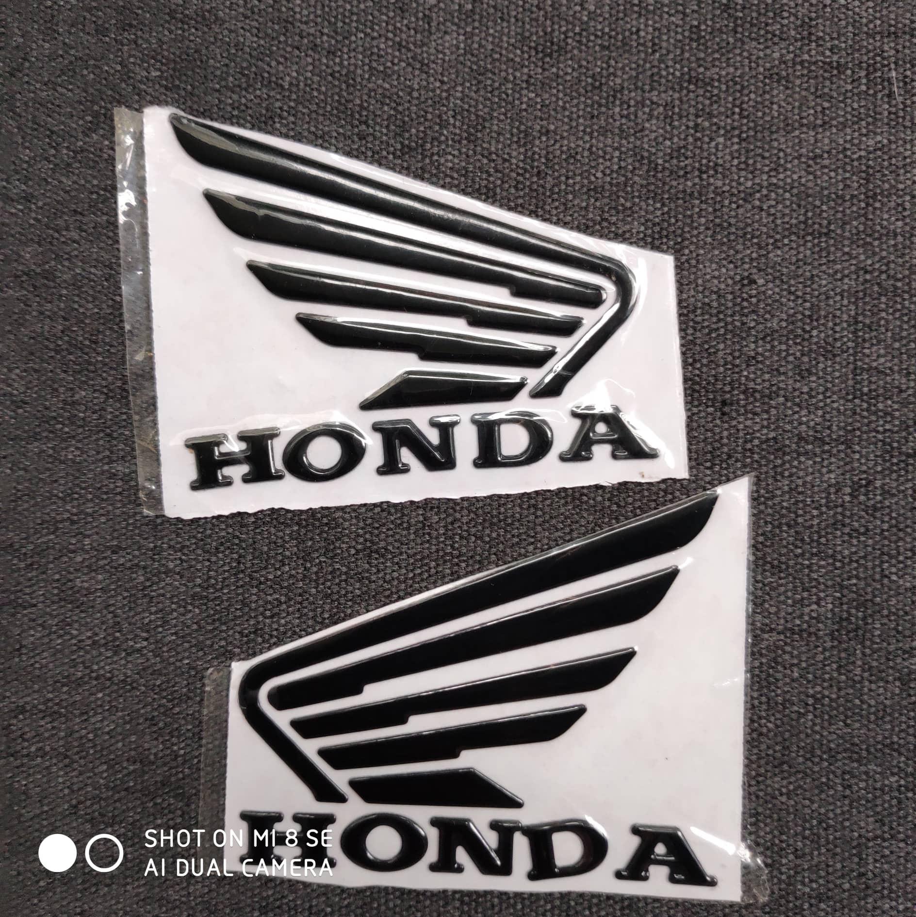 TEM LOGO CÁNH CHIM HONDA KEO NỔI (MÀU ĐEN)
