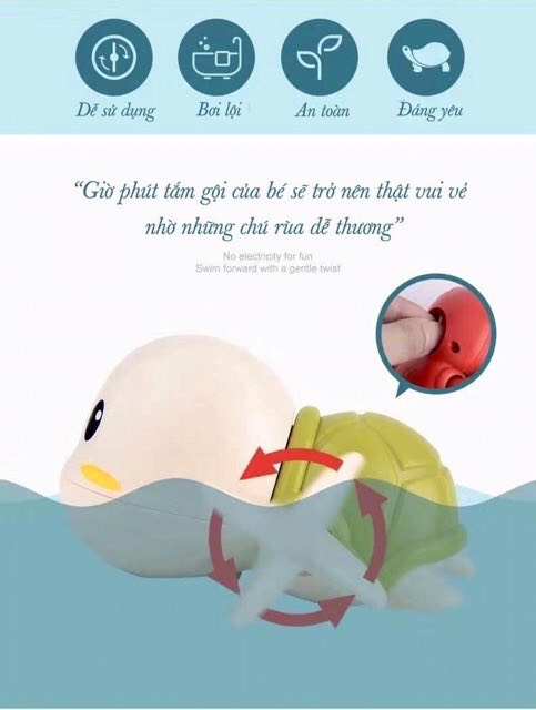Rùa Con Bơi Trong Nước Vặn Dây Cót Cho Bé