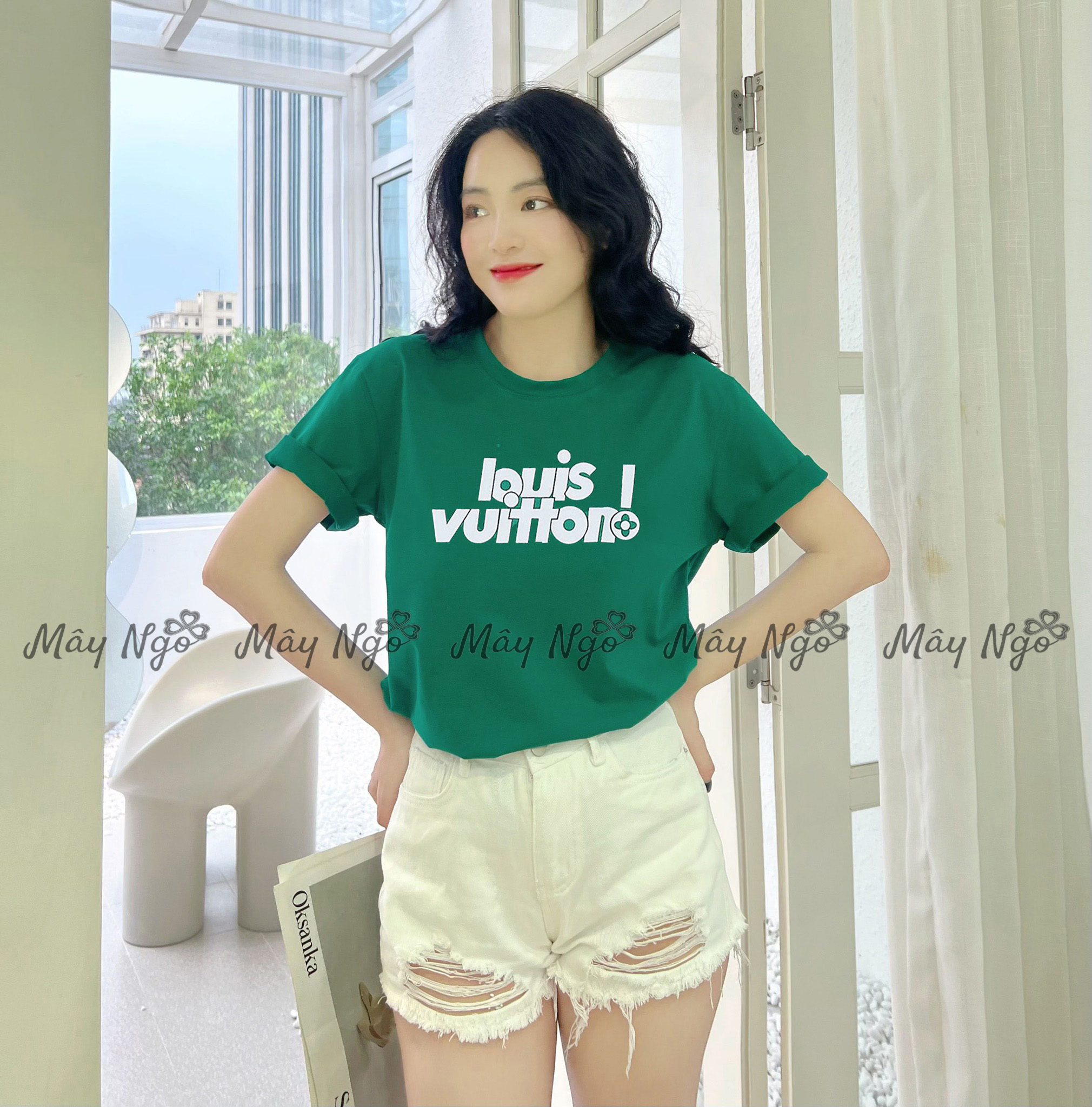 Áo thun thái in chữ form rộng thun mịn mát