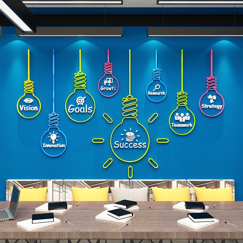 Tranh dán tường mica dán nổi đèn dán tường động lực trang trí quán cafe, trà sữa, phòng học, phòng tập gym, yoga