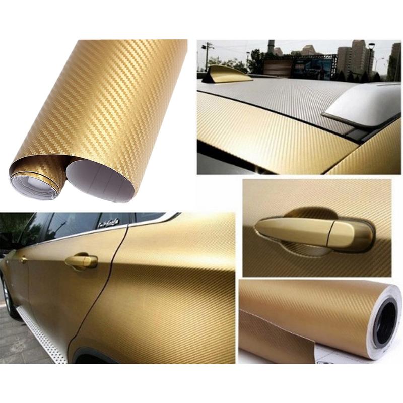 Decal Cacbon 3D dùng để dán trang trí oto,xe máy (Màu Vàng khổ 30cm x 125cm) ( Lihadu)