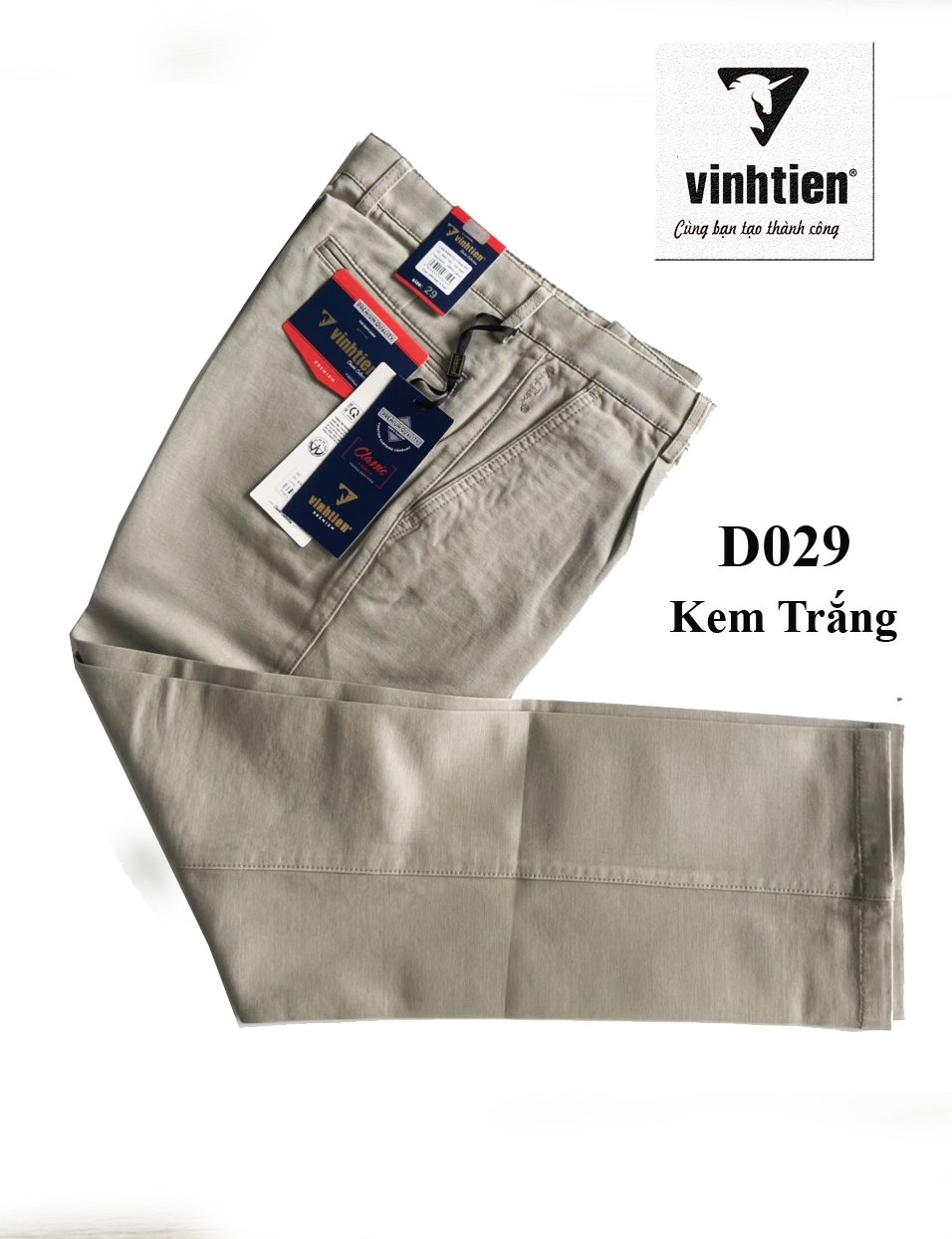 Quần Kaki Cotton Trung Niên Vĩnh Tiến Màu Xám Trắng