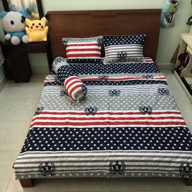 [Siêu Sale] Bộ Chăn Ga Gối 5 Món - 4 Món Cờ Mỹ 1M6 x 2M (1 Drap + 2 Vỏ Gối Nằm + 1 Chăn Hè + 1 Vỏ Gối Ôm)