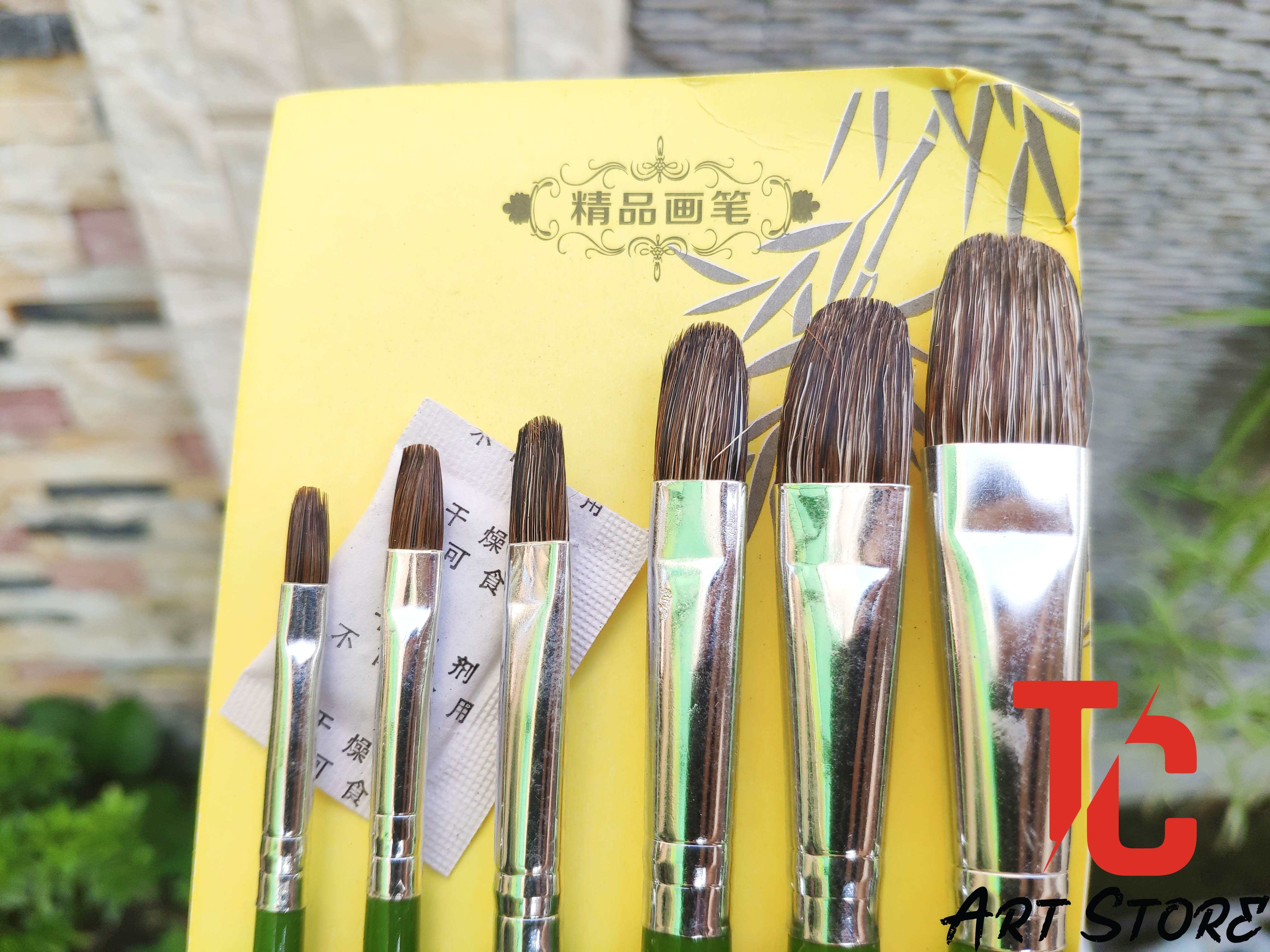 [TC Art Store] Bộ 6 Cọ Đầu Oval Maries Màu Xanh Lá