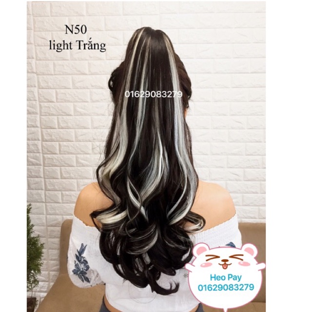 Tóc Giả Ngoặm Phối Line Bạch Kim Mã N50
