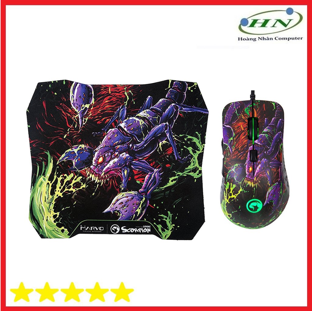 Mouse Marvo G932 LED tặng kèm Mousepad G20 Đen