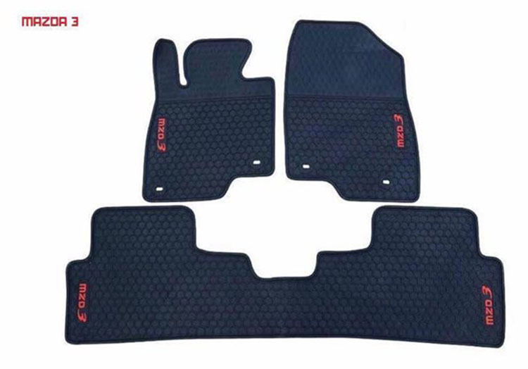 Thảm Lót Sàn Cao Su Xe Mazda 3 2014 đến 2020 mẫu 01 chữ đỏ Cao Su Đúc Ko Mùi, Thiết Kế Vừa Zin cho Xe, Dễ Dàng Vệ Sinh Và Lắp Đắt