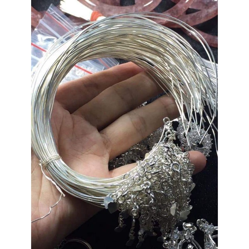 Lõi bạc/chỉ bạc xâu vòng đá/ làm vòng tay dài 20cm