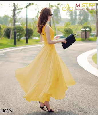 Đầm Maxi Màu Vàng Đi Biển Đẹp