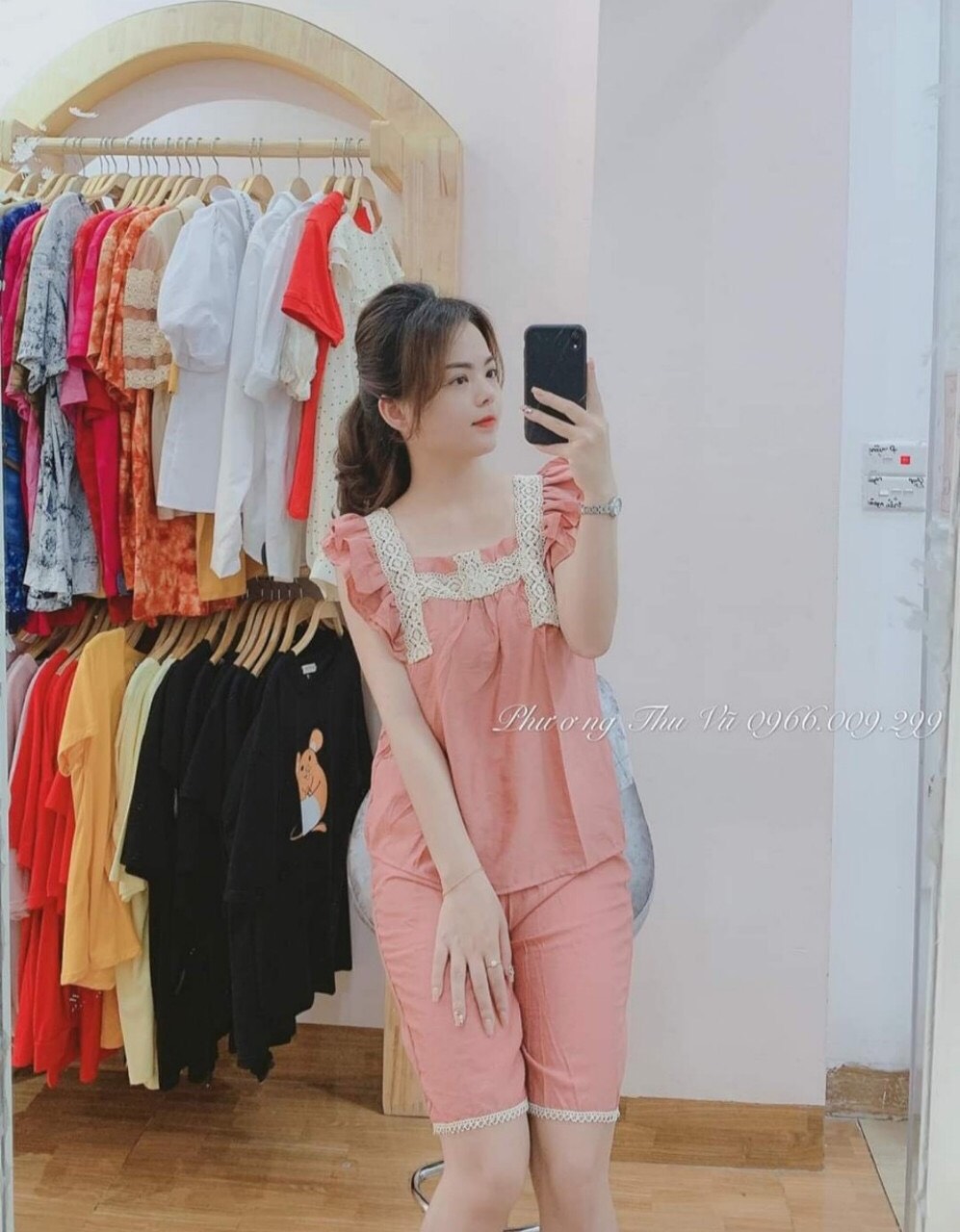 [HCM]Set bộ nữ quần lửng áo cánh tiên chạy ren