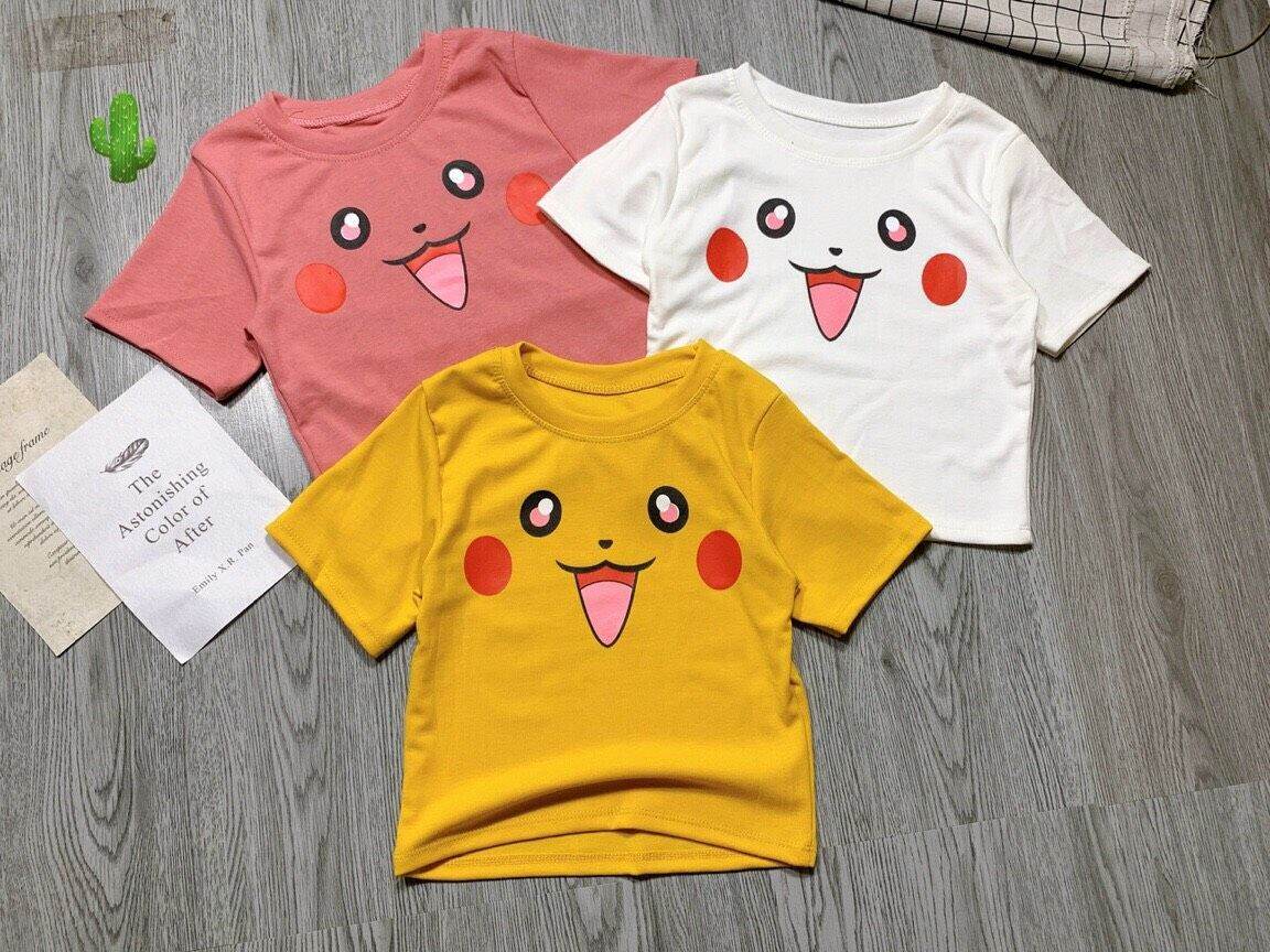 [HCM]Áo croptop tay ngắn pikachu