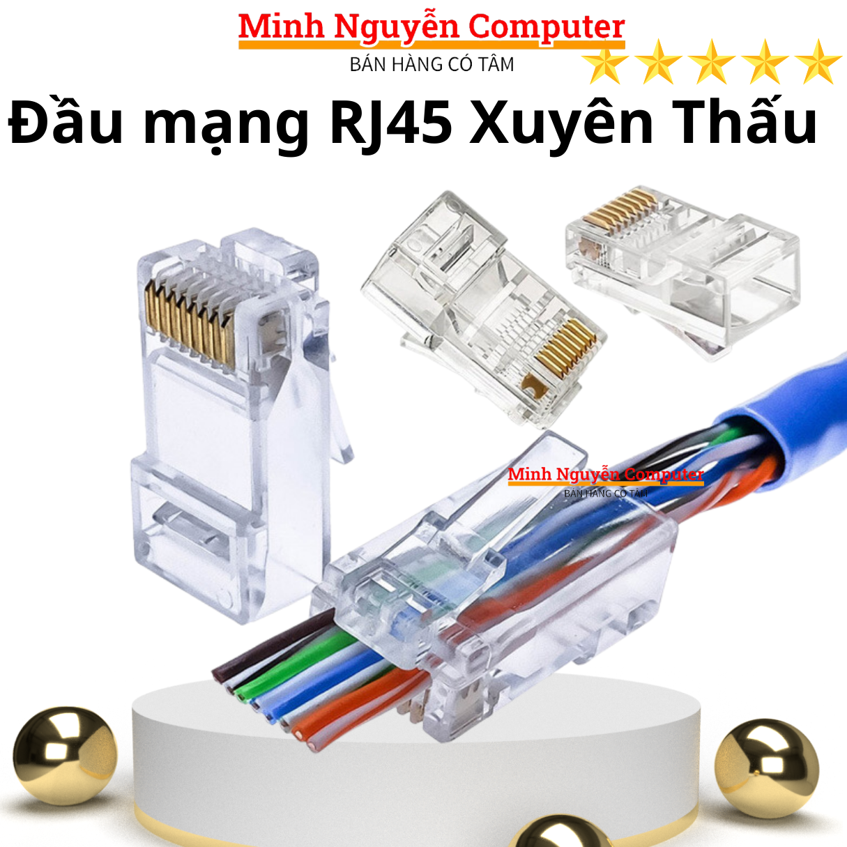 Hạt đầu mạng RJ45 xuyên thấu NITSUMI - Dùng bấm đầu cho dây mạng cat5 cat5E Cat6 Cat6E