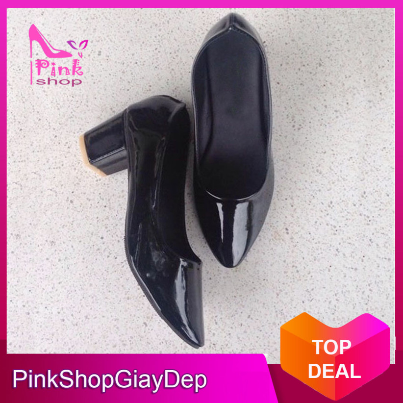 (Có mã miễn ship) Giày nữ, giày cao gót nữ đế vuông đơn giản mà đẹp PinkShopGiayDep - MS:45 giá rẻ