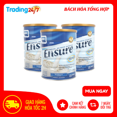 Thùng 3 Lon sữa Ensure Úc 850gr vị Vani