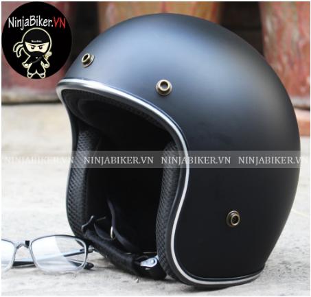 NÓN BẢO HIỂM 3/4 GẮN KÍNH - ĐEN FULL