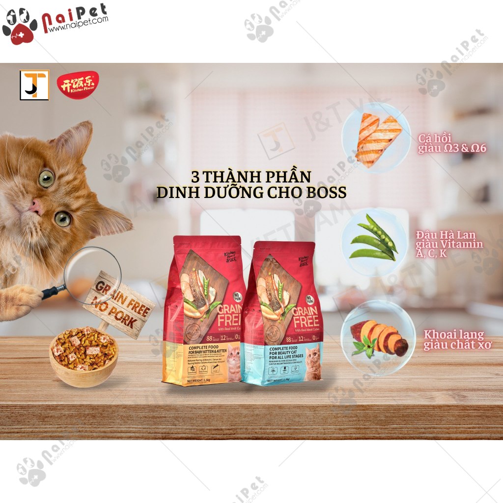 Thức Ăn Hạt Cho Mèo Mọi Lứa Tuổi Grain Free Kitchen Flavor