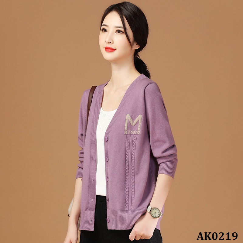 AK0219-Áo Khoác Len Dệt Kim Mỏng Thanh Lịch