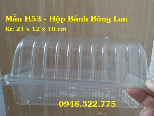 Hộp nhựa H53 - 100 hộp ( bánh bông lan - bánh xu kem - nho - dâu tây)