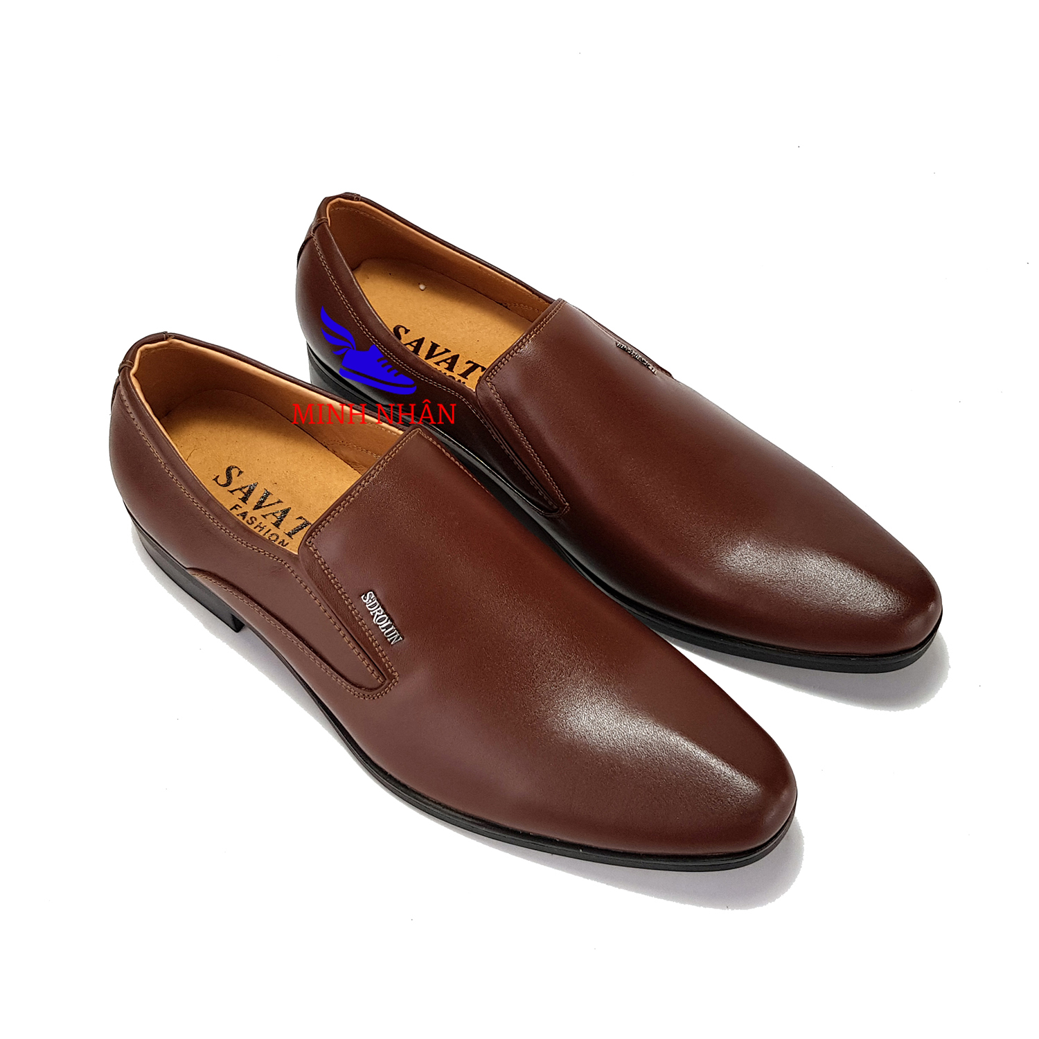 Giày Tây nam da bò công sở Giày lười nam da bò giày xỏ nhanh công sở không dây nam đẹp doanh nhân kinh doanh thời trang hàng hiệu giá rẻ da bò cao cấp mềm mại L-16 màu nâu