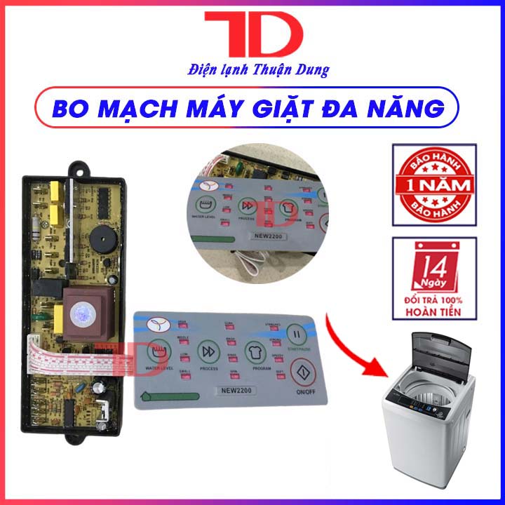 Bo mạch máy giặt đa năng New 2200 loại zắc cho máy giặt cửa đứng - Điện Lạnh Thuận Dung