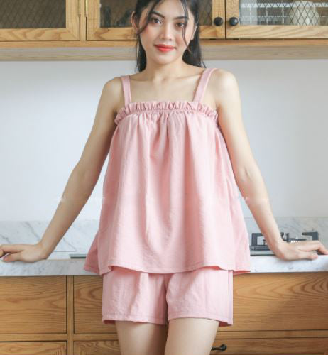 Bộ đồ ngủ nữ hai dây chất đũi siêu mềm mát