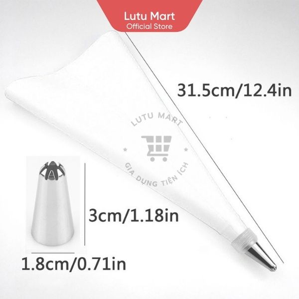 Bộ Đui 6 Chiếc Kèm Chốt + Túi Bắt Kem Silicon -  Lutu Mart