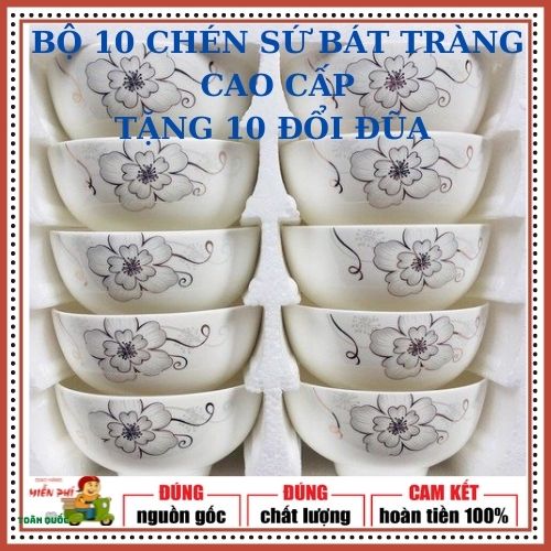 BỘ10 CHÉN SỨ OPAL GỐM SỨ BÁT TRÀNG CAO CẤP [ TẶNG 10 ĐÔI ĐŨA KHI MUA BỘ 10 CHÉN SỨ CAO CẤP ]