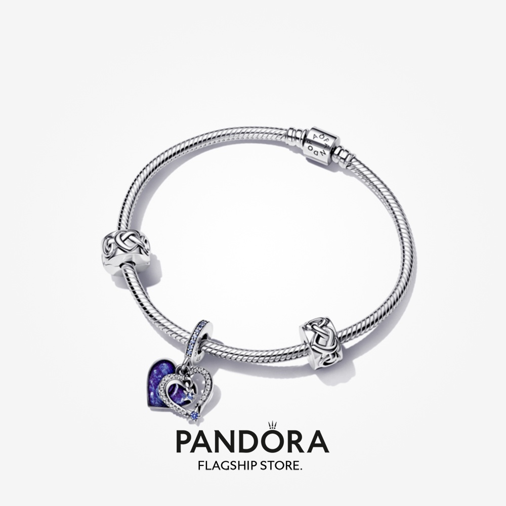 2023 New Original Pandoras Celestial Shooting Star Heart Double Dangle Bracelet Set