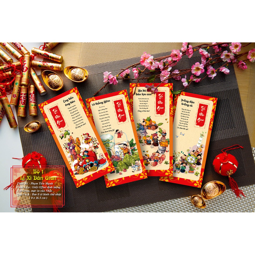 Bộ 16 lì xì tết dân gian